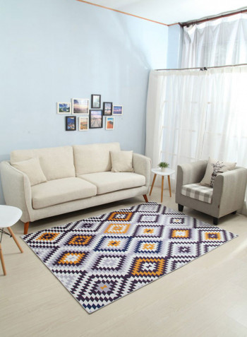 Geometric Pattern Anti-Skid Living Room Floor Mat Multicolour 80 x 120centimeter