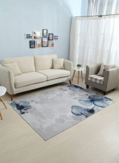 Ink Painting Pattern Living Room Mat Grey/Blue 80 x 120centimeter