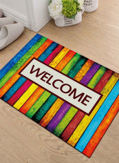 Modern Stripe Pattern Anti-Skid Doormat Multicolour 80 x 120centimeter