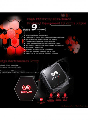 Liquid CPU Cooling System Black/Red