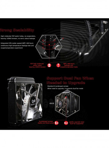 Liquid CPU Cooling System Black/Red