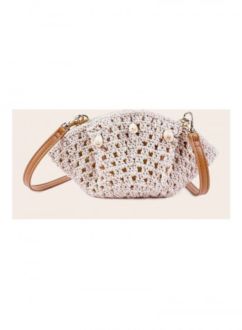 Crocheted Fashion Shell Bag White/Brown