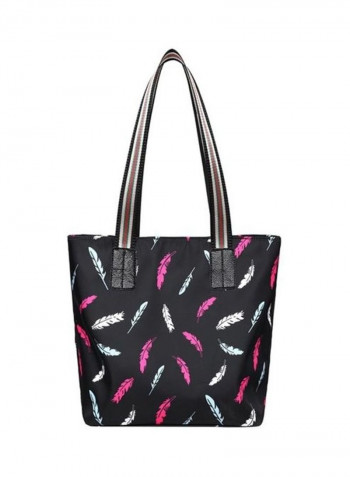 Feather Print Simple Fashion Bag Black