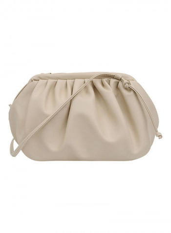 Solid Color Fashion Tucked Bag Beige