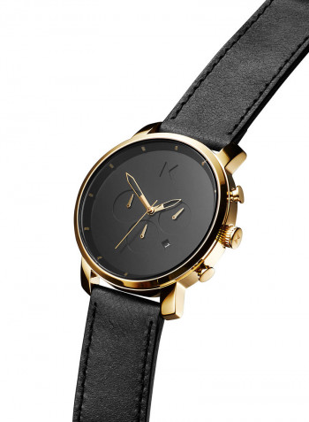 Men's Leather Analog Wrist Watch D-MC01GL