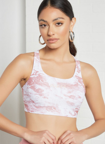 Marble Medium Support Bra Pink