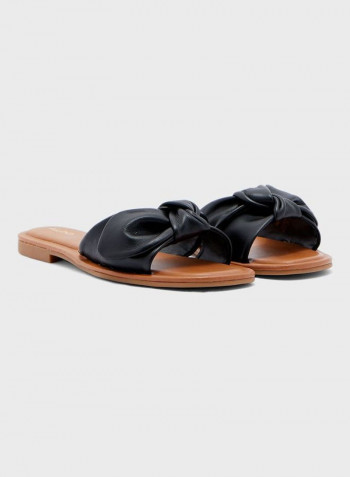 Abayrith Bow Detail Flat Sandals Black