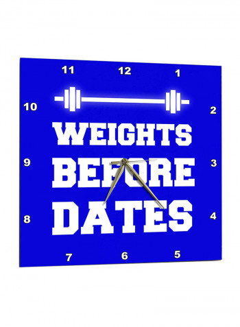 Quote Printed Wall Clock Blue/White 15 x 15inch