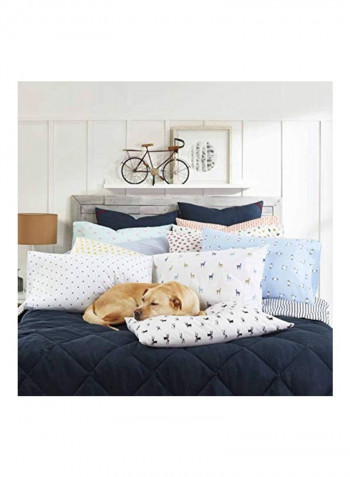 4-Piece Cotton Sheet Set White/Blue Full