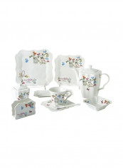42 Piece Dinner Set White/Green