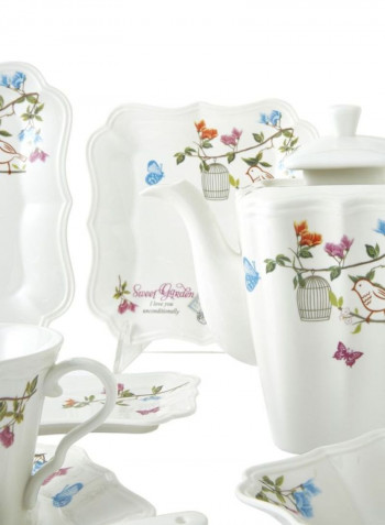 42 Piece Dinner Set White/Green