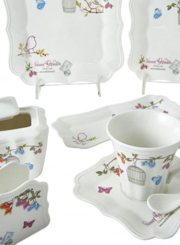 42 Piece Dinner Set White/Green