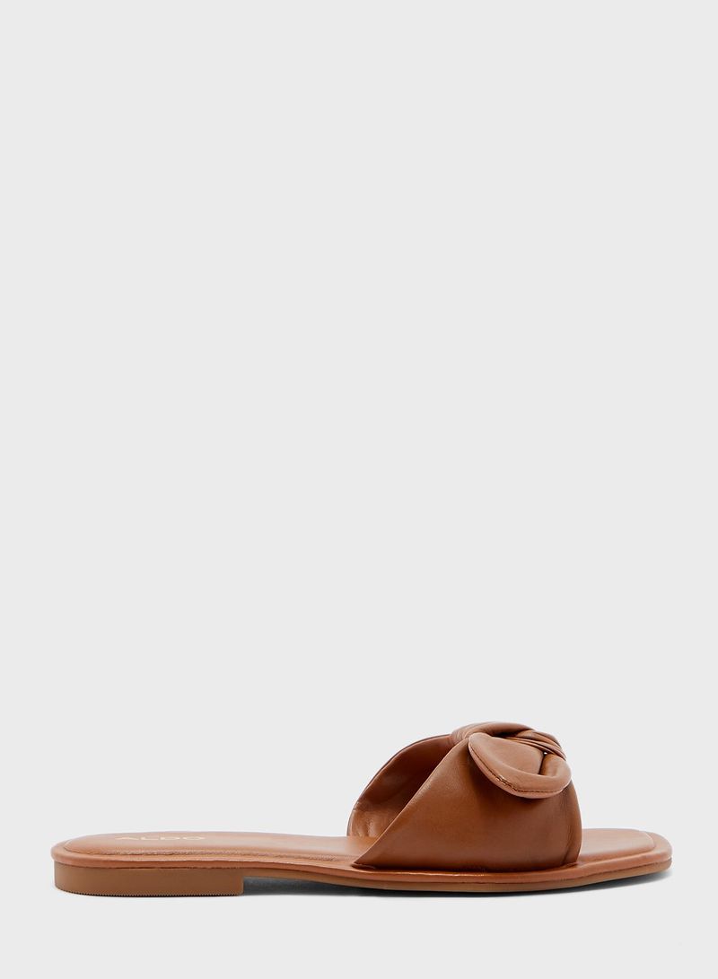 Abayrith Bow Detail Flat Sandals Brown