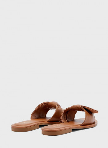Abayrith Bow Detail Flat Sandals Brown