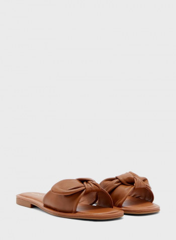 Abayrith Bow Detail Flat Sandals Brown