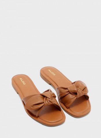 Abayrith Bow Detail Flat Sandals Brown