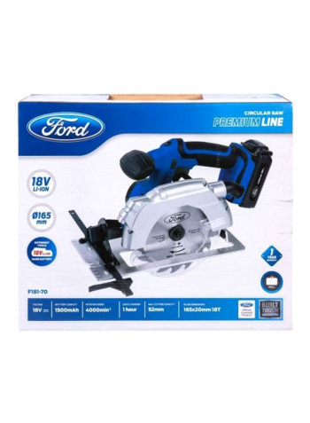 Cordless Circular Saw Blue/Black/Silver Disc(165x16)millimeter