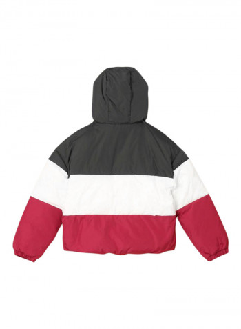 Long Sleeves Padded Hoodie Black/White/Red