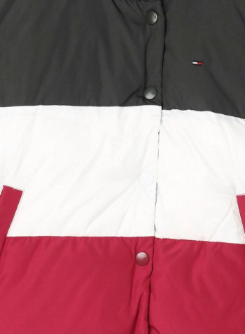 Long Sleeves Padded Hoodie Black/White/Red