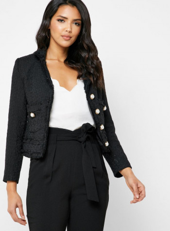 Tweed Pocket Blazer Black