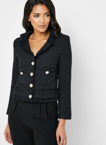 Tweed Pocket Blazer Black