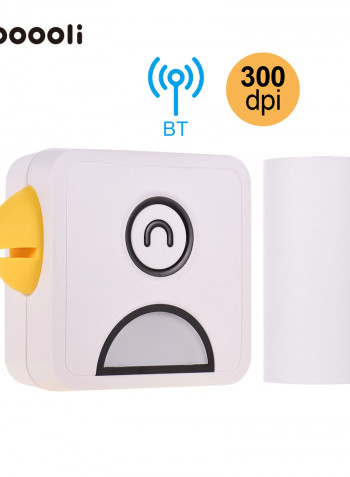 Pocket Thermal Printer With Paper Roll 5.8cm White/Yellow