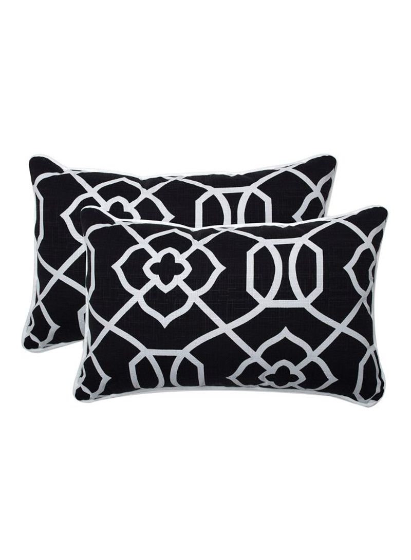 2-Piece Printed Decorative Throw Pillow Black/White 18.5x11.5x5inch