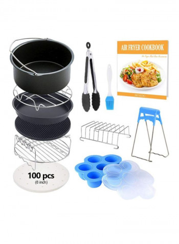 Round Fryer Accessories Set Black/Silver/Blue