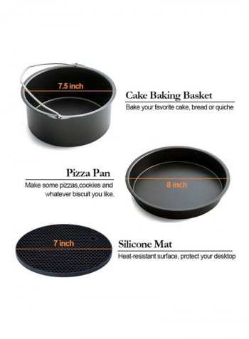 Round Fryer Accessories Set Black/Silver/Blue