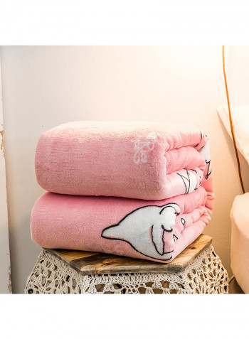 Soft Cartoon Animal Printed Bed Blanket Cotton Pink 180x200centimeter