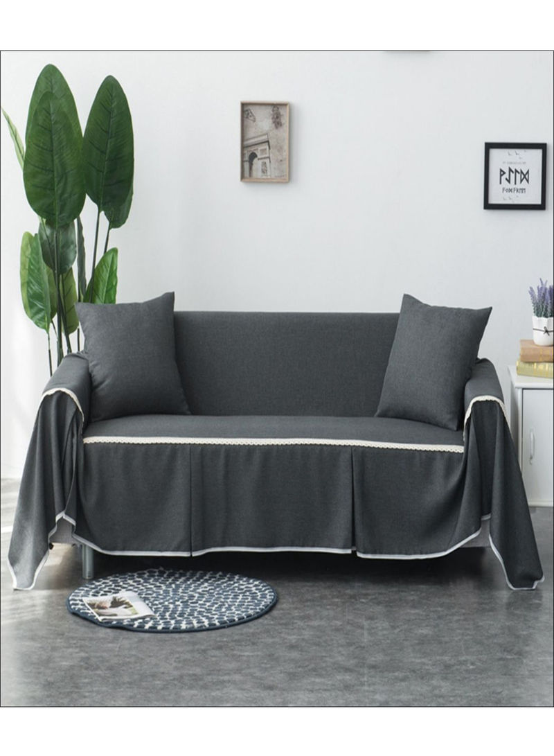 Solid Pattern Sofa Slipcover Grey 350x215centimeter