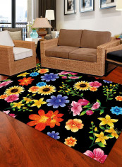 Floral Printed Anti-Skid Living Room Floor Mat Multicolour 80 x 120centimeter