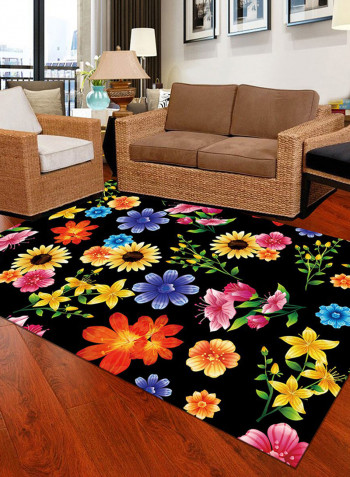 Floral Printed Anti-Skid Living Room Floor Mat Multicolour 80 x 120centimeter