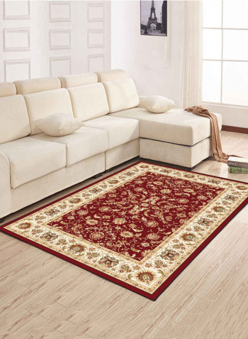 Floral Printed Anti-Skid Living Room Floor Mat Red/Beige/Green 80 x 120centimeter