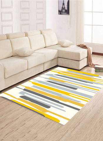 Nordic Colour Printed Anti-Skid Living Room Floor Mat White/Yellow/Grey 80 x 120centimeter