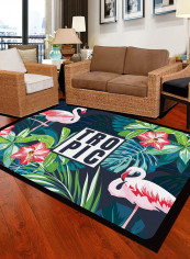 Flamingos Printed Anti-Skid Living Room Floor Mat Multicolour 80 x 120centimeter