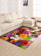 Floral Printed Living Room Mat Multicolour 80 x 120centimeter