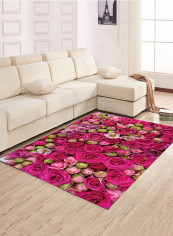 Flower Pattern Living Room Mat Pink/Green 80 x 120centimeter