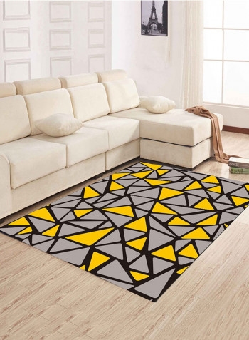 Geometric Triangle Pattern Living Room Mat Grey/Black/Yellow 80 x 120centimeter