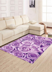 Rose Pattern Living Room Mat Purple 80 x 120centimeter