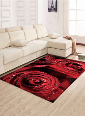 Rose Pattern Living Room Mat Red 80 x 120centimeter