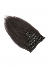 7-Piece Brazilian Natural Hair Extension With Kinky Straight Clip Natural Black 16inch