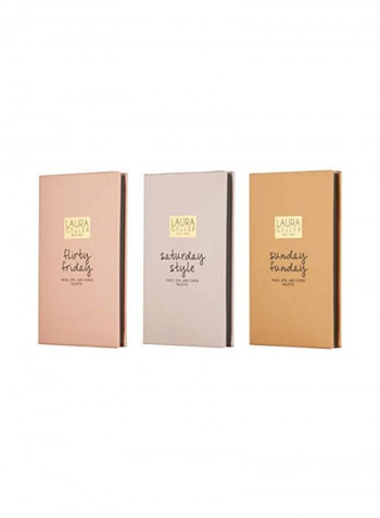 Pack Of 3 The Weekender Face, Eye And Cheek Palette Flirty Friday/Saturday Style/Sunday Funday