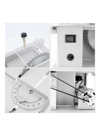 150W Multi-Functional Table Saw Desktop Electric Cutting Machine with Adjustable-Speed For Wood, Plastic and AcrylicCutting Silver