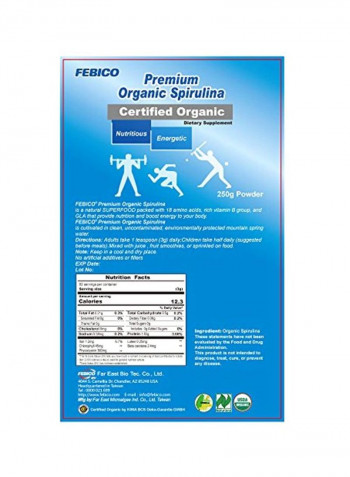 Pure Organic Spirulina Dietary Supplement