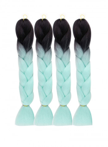 4-Piece Long Wavy Hair Extension Black/Light Green 24inch