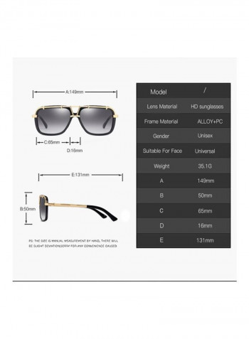 Men's Rectangular Sunglasses - Lens Size: 65 mm