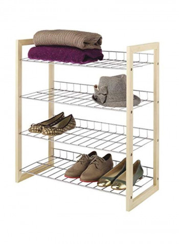 4 Tier Closet Shelves Beige/Silver 11.6x25x27.5inch