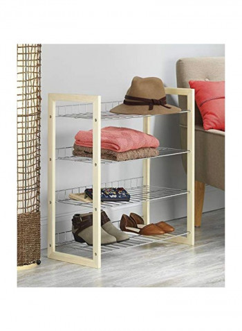 4 Tier Closet Shelves Beige/Silver 11.6x25x27.5inch