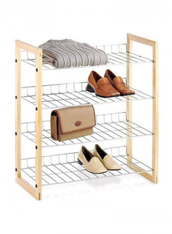 4 Tier Closet Shelves Beige/Silver 11.6x25x27.5inch